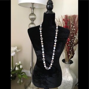 40” Peach and Clear Beaded Necklace